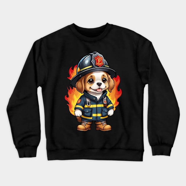 A cute Dalmatian dog dressed up as a firefighter Crewneck Sweatshirt by Leon Star Shop